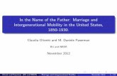 In the Name of the Father: Marriage and Intergenerational ... 1. Summary Statistics for Children's Names: 1850-1910 Males Females Number of children ages 0-15 Number of distinct names