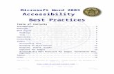 Accessibility Best Practices - Microsoft Word 2003 · Web viewDiagrams, Charts, Graphs 12 Captions for Images 13 Accessibility Best Practices for Images, Alternative Text, Captions