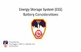 Energy Storage System (ESS) Battery Considerationsfsdagreaterny.org/wp-content/uploads/2011/03/ESS_FDSA_02-02-16.pdf · UPS vs ESS Systems UPS ESS Back-Up Peak Shaving/ Demand Reduction
