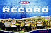 AFL CANBERRA SENIOR RECORDaflcanberra.com.au/wp-content/uploads/sites/4/2017/06/...RECORDAFL CANBERRA SENIOR FIRST GRADE I SECOND GRADE I RISING STARS CONTACT DETAILS GAMES FIRST GRADE