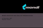 MP Analyst Presentation - Home | Mondi Group€¦ ·  · 2016-08-31MONDI INVESTOR AND ANALYST PRESENTATION ... zPrinted consumer bags zNo. 2 in Kraftliner1 zNo. 3 in Corrugated Packaging2
