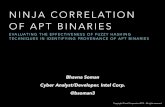 NINJA CORRELATION OF APT BINARIES - FIRST correlation of apt binaries evaluating the effectiveness of fuzzy hashing techniques in identifying provenance of apt binaries bhavna soman