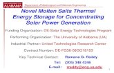 Novel Molten Salts Thermal Energy Storage for … of Metallurgical and Materials Engineering Novel Molten Salts Thermal Energy Storage for Concentrating Solar Power Generation Funding