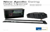 Nice Apollo Swing Gate Opener · Nice Apollo Swing Gate Opener ... TROUBLESHOOTING 28 29 ... installation of a Nice-brand receiver which can be controlled by up to 1000