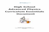 High School Advanced Physics Curriculum Essentials Document School Draft CEDs/Science HS... · Advanced Physics Curriculum Essentials Document ... of study are in measurement, light,