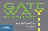 GATE W A Y - MDRC to College, a dual-enrollment ... Emily Froimson, Aubrey Perry, ... Bonsu, Melissa Boynton, Fred Doolittle, Hannah Fresques, Himani Gupta, Rob Ivry, ...