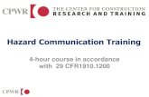 Hazard Communication Training - National Institute of ... course is delivered in 10 sections 1. Course introduction 2. Hazard Communication (Hazcom) standard overview 3. Training requirements