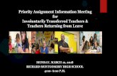 Priority Assignment Information Meeting for Involuntarily ... · Refresh Your Resume ... Terrace, Stephen Knolls At school locations Secondary Language Immersion ... Bethesda Chevy