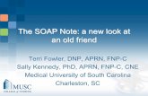 The SOAP Note: a new look at an old friend - Confex€¦ · The SOAP Note: a new look at an old friend Terri Fowler, DNP, APRN, FNP-C Sally Kennedy, PhD, APRN, FNP-C, CNE Medical