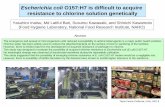 Escherichia coli O157:H7 is difficult to acquire … safe vegetables Washing by chlorine water, etc. Are bacteria exposed to sanitizer many times acquire drug resistance? Are bacteria