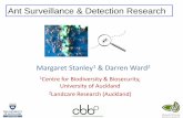 Ant Surveillance & Detection Research · Margaret Stanley1 & Darren Ward2 1Centre for Biodiversity & Biosecurity, University of Auckland 2Landcare Research (Auckland) Ant Surveillance