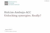 Holcim-Ambuja-ACC Unlocking synergies. Really? HolcimAmbujaACC.pdfHolcim-Ambuja-ACC Unlocking synergies. Really? August 2013 * Confidential * Updated for regulatory clarifications