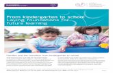 From kindergarten to school Laying foundations for future ... KindertoSchool_P1.pdf · Laying foundations for ... of experiences, skills and knowledge. Like reading and writing, ...