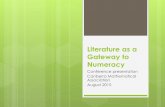 Literature as a Gateway to Numeracy as a Gateway to Numeracy Conference presentation Canberra Mathematical Association August 2015