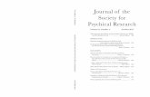 Journal of the Society for Psychical Research - spr.ac.uk 81.4.pdf · VOLUME 81, NUMBER 4 JOURNAL RESEARCH OF THE SOCIETY FOR PSYCHICAL Consciousness OCTOBER 2017 Journal of the Society