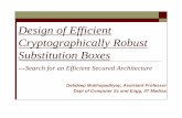 Design of Efficient Cryptographically Robust …cse.iitkgp.ac.in/~debdeep/pres/Giet/Sbox_design.pdfDesign of Efficient Cryptographically Robust Substitution Boxes---Search for an Efficient