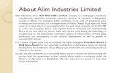 About Alim Industries Limited - Welcome to Centre for ...un-csam.org/ppta/201410wuhan/1BD.pdfAbout Alim Industries Limited Alim Industries Ltd an ISO 9001:2008 certified company is