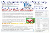 Inside this Issue - Puckapunyal Primary School will have to make other arrangements for that day. yet productive time for Puckapunyal Primary School. We thank our community, staff