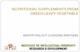 NUTRITIONAL SUPPLEMENTS FROM GREEN … SUPPLEMENTS FROM GREEN LEAFY VEGETABLE Phytabolites Neutraceutical Pvt Ltd, a knowledge based company having four Directors, who are technocrats