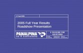 2005 Full Year Results Roadshow Presentation Full Year Results Roadshow Presentation 2 Disclaimer Investing in the shares of Panalpina World Transport Holding Ltd involves risks.Prospective