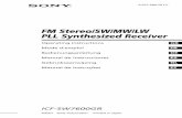 FM Stereo/SW/MW/LW PLL Synthesized Receiver Stereo/SW/MW/LW PLL Synthesized Receiver 2001 Sony Corporation Printed in Japan ICF-SW7600GR Operating instructions Mode d’emploi Bedienungsanleitung