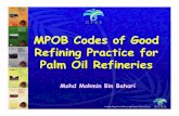 MPOB C d f G d MPOB Codes of Good Refinin Pr ctice f r ... · Refinin Pr ctice f r Refining Practice for Palm Oil Refineries ... crude oils Definitions 22 ... Refining of Edible Palm