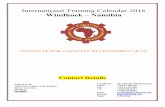 International Training Calendar 2016 Windhoek – NamibiaNa… · International Training Calendar 2016 Windhoek – Namibia INSTITUTE FOR CAPACITY DEVELOPMENT (ICD) Coordinator: Ms