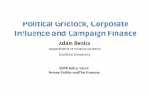 Political Gridlock, Corporate Influence and Campaign Financestanford.edu/group/policyforum/cgi-bin/drupal/sites/default/files/... · Influence and Campaign Finance Adam Bonica Department