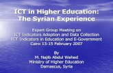ICT in Higher Education: The Syrian Experience E-Training • ... Master: MA, MS, MBA, MIT, etc. Certificate: undergraduate, graduate, professional courses SVU Degree Offerings. SVU