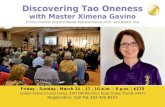 postcard_TaoRetreat1n2 · Web viewDiscovering Tao Oneness with Master Ximena Gavino Divine Channel and Worldwide Representative of Dr. and Master Sha TAO I & II COMBINED RETREAT FOR