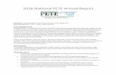 2016 National PETE Annual Reportnationalpete.org/.../01/2016-National-PETE-Annual-Report-Final.pdf · 2016 National PETE Annual Report ... Support the development and implementation