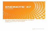 EndNote X7 for Windows - Modifying Reference Types and ... · • Interview • Journal Article • Legal Rule or Regulation • Magazine Article • Manuscript • Map • Music
