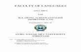 FACULTY OF LANGUAGES - Guru Nanak Dev …gndu.ac.in/syllabus/201516/LANGUAGES/BA HONS SCHOOL ENGLISH.pdfFACULTY OF LANGUAGES SYLLABUS FOR B.A. (HONS. SCHOOL) ENGLISH ... "Stress, Rhythm