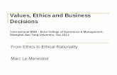 Values, Ethics and Business Decisionsmarc-lemenestrel.net/IMG/pdf/ethics_rationality_jt.pdf · From Ethics to Ethical Rationality . Marc Le Menestrel . ... Ethics vs. Business Interest