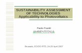 SUSTAINABILITY ASSESSMENT OF … diffusion scenario analysis ... SCENARIO FORECASTS - NEEDS Technology ... 2003 2010 2020 2030 2040 2050 Year Market Share Novel DevicesOther Thin Films