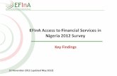 EFInA Access to Financial Services in Nigeria 2012 Survey · E. Financial Inclusion in Nigeria 46 ... The questionnaire was translated into and administered in ... EFInA Access to