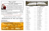 Testimonies, Singing, Hymn History - mlibc.orgmlibc.org/users/mlibc_org/Bulletins/2014/5-11-14 online.pdf · Book of James. Tonight’s message: ... King’s Kids downstairs in the