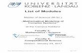 List of Modules - Universität Koblenz · Landau of Modules Master of Science (M.Sc.) „Mathematical Modeling of Complex Systems“ at the Campus Koblenz Faculty 3: Mathematics