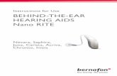 Instructions for Use BEHIND-THE-EAR HEARING AIDS Nano … · Instructions for Use BEHIND-THE-EAR HEARING AIDS ... Your hearing aid has been programmed ... button to be used as a volume