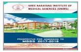 SNIMS MEDICAL COLLEGE MBBS PROSPECTUS 2017 …snims.org/files/MBBS Prospectus.pdf · 2018, Common Counselling shall be held for Seats in Private Medical Colleges, by the State ...