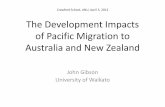 ANU Seminar Impacts of Pacific Migration to ANZ · The Development Impacts of Pacific Migration to ... – Only 3 percent of world population are migrants ... (PEB, 2008) – Partly