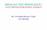 BIOGAS: A FIT OPTION FOR RURAL ENERGY · A FIT OPTION FOR RURAL ENERGY Dr. Virendra Kumar Vijay ... Vermicompost/ Land qualitypack Vermiwash improvement Vermi wash Domestic cooking