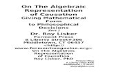 On The Algebraic Representation - Roy Lisker's Ferment ... · Web viewThis definition naturally extends the standard notion of a function algebra , closed under multiplication, addition