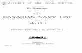 CANADIAN NAVY LIST - CFB Esquimalt Naval & Military … · canadian navy list for july, 1915 corrected to 20th june, ... john douglas hazen, k.c. ... 19 dec. '10 26 june '11.....