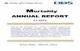 Mortality ANNUAL REPORT - Connecticut · M ortality ANNUAL REPORT FY 2012 This is the eleventh of a series of annual reports on mortality, mortality trends and related information