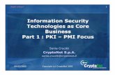 Information Security Technologies as Core Business …home.deib.polimi.it/fugini/Cryptonet1.pdfConfidentialità Evitare che destinatari non autorizzati leggano il messaggio Autenticazione