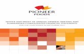 Notice of AGM 2017 - Pioneer Foods · notice and proxy of annual general meeting and summarised consolidated financial statements for the year ended 30 september 2017