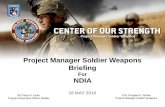 Project Manager Soldier Weapons Briefing · Project Manager Soldier Weapons. Briefing. For. NDIA . ... Leader and Soldier feedback varies, but most comments support some general themes.