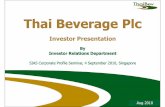 ThaiBev IR Presentation - SIAS · April 1986 Spirits business was merged with Sura Maharasadorn Group ... Drummer (launched in2008) 5 year Scotch whisky, ... Dec'08, for year 2008