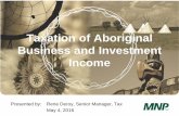 Taxation of Aboriginal Business and Investment Income · Taxation of Aboriginal Business and Investment Income Presented by: Rene Deroy, Senior Manager, Tax May 4, 2016